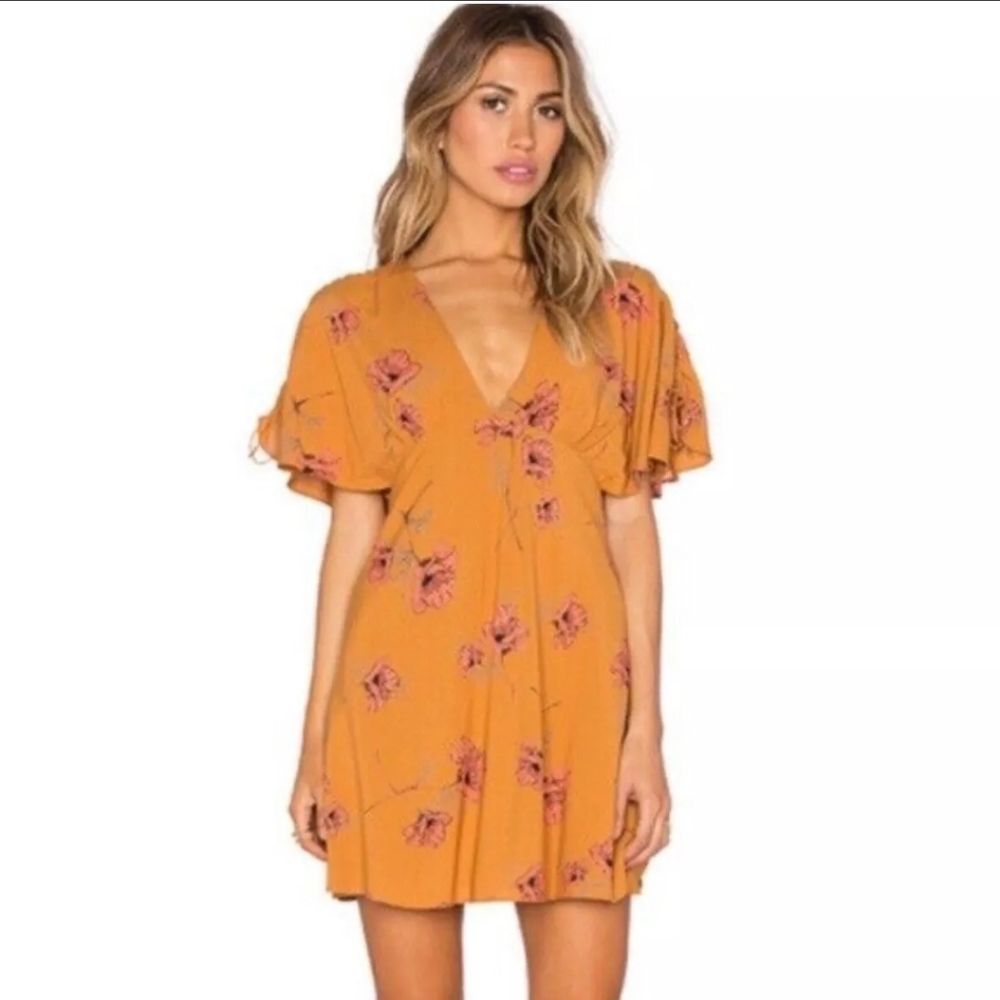 Free People "Melanie" Floral Print Mini Dress Size 4 - Picture 11 of 14